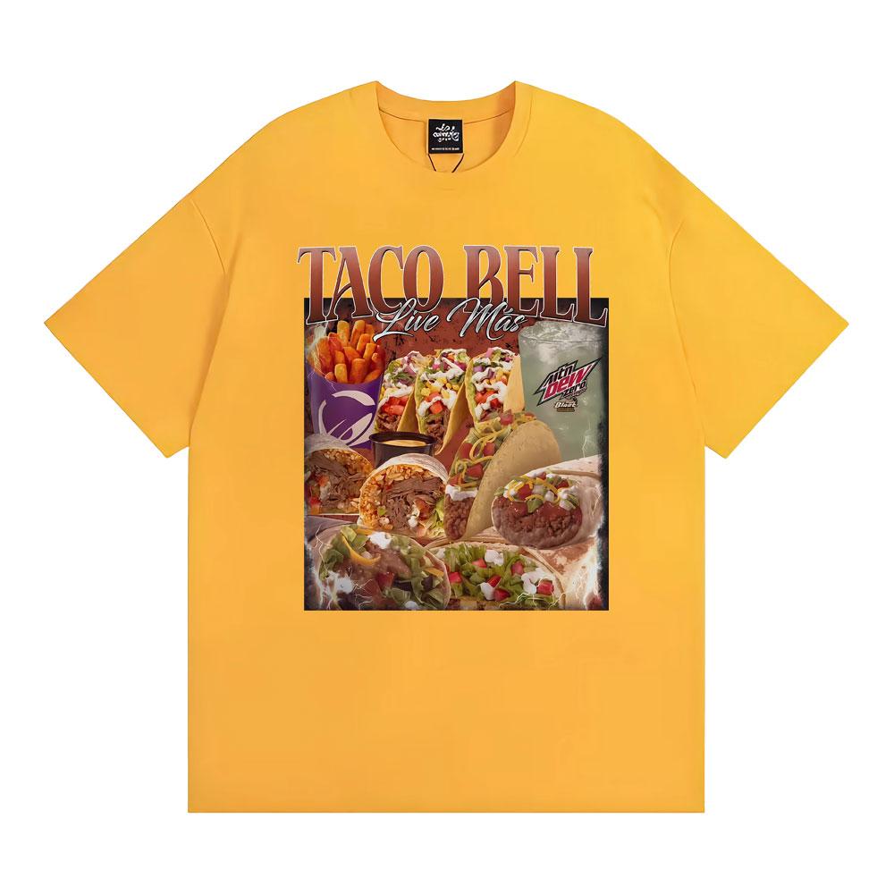 T-shirt Unisex in Cotone Stile Vintage Anni '90 Taco Bell Uomo Donna Moda Streetwear Magliette Casual Cotone Manica Corta Top