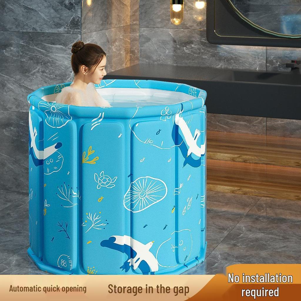 Portable Adult & Child Folding Bathtub: Full-Body Sit-In Bath Basin for Home Use