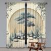 Set Of 2 Peacefulness Curtain Japanese Garden Inspired Stones Waving Sand Tree Soft Watercolor Suitable Living Room Bedroom For Area Made Polyester