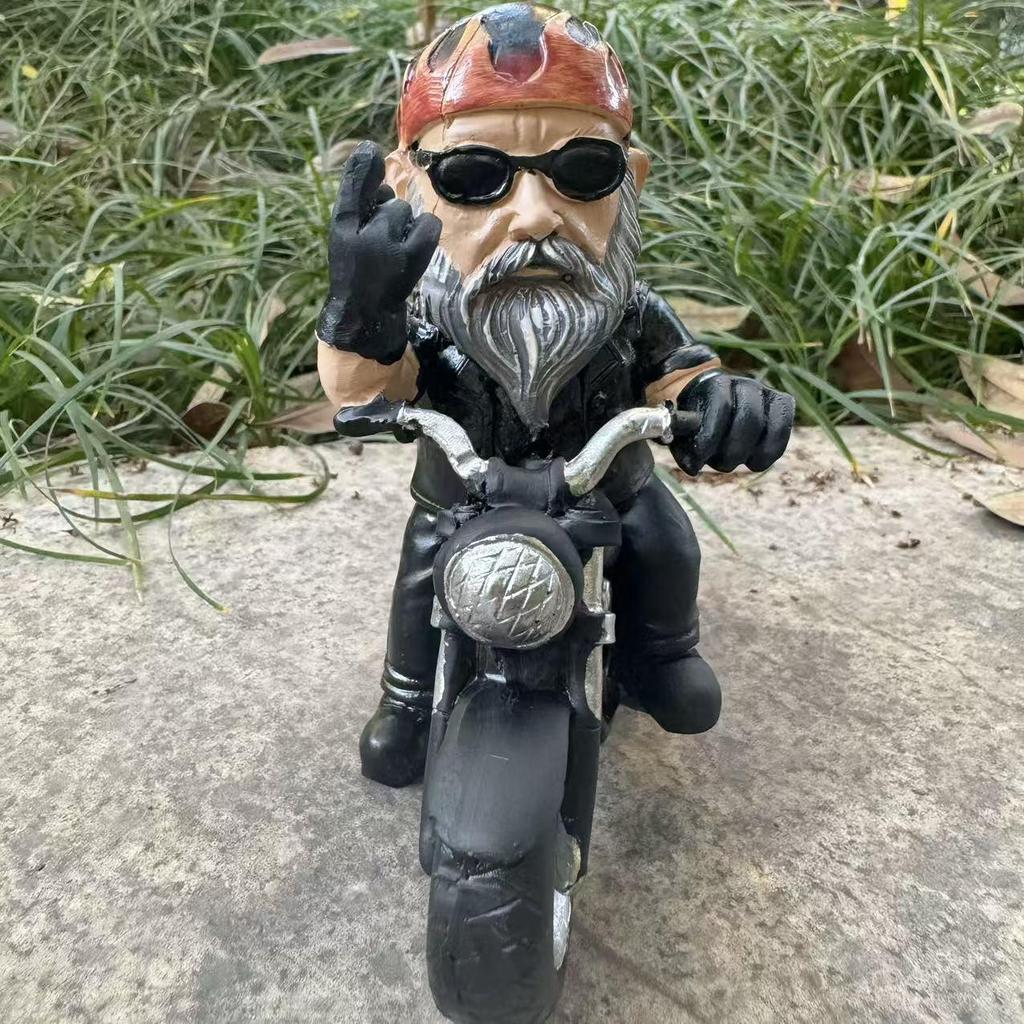 Mittelfinger Motorrad Zwerg Figur - Garten & Büro Dekoration
