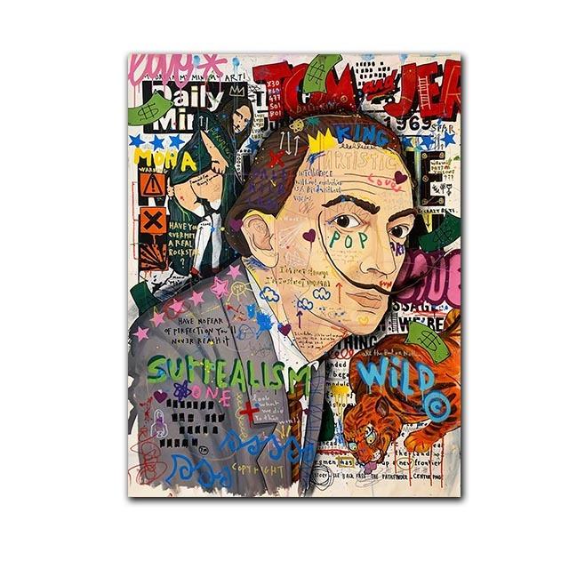 Graffiti Oil Painting Mona Lisa Modern Popular Posters and Prints Beard Living Room Wall Art Home Decoration Diagram