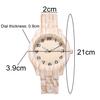 Reloj de pulsera de cuarzo analógico con banda de resina y números árabes con esfera redonda de grano de madera para mujer