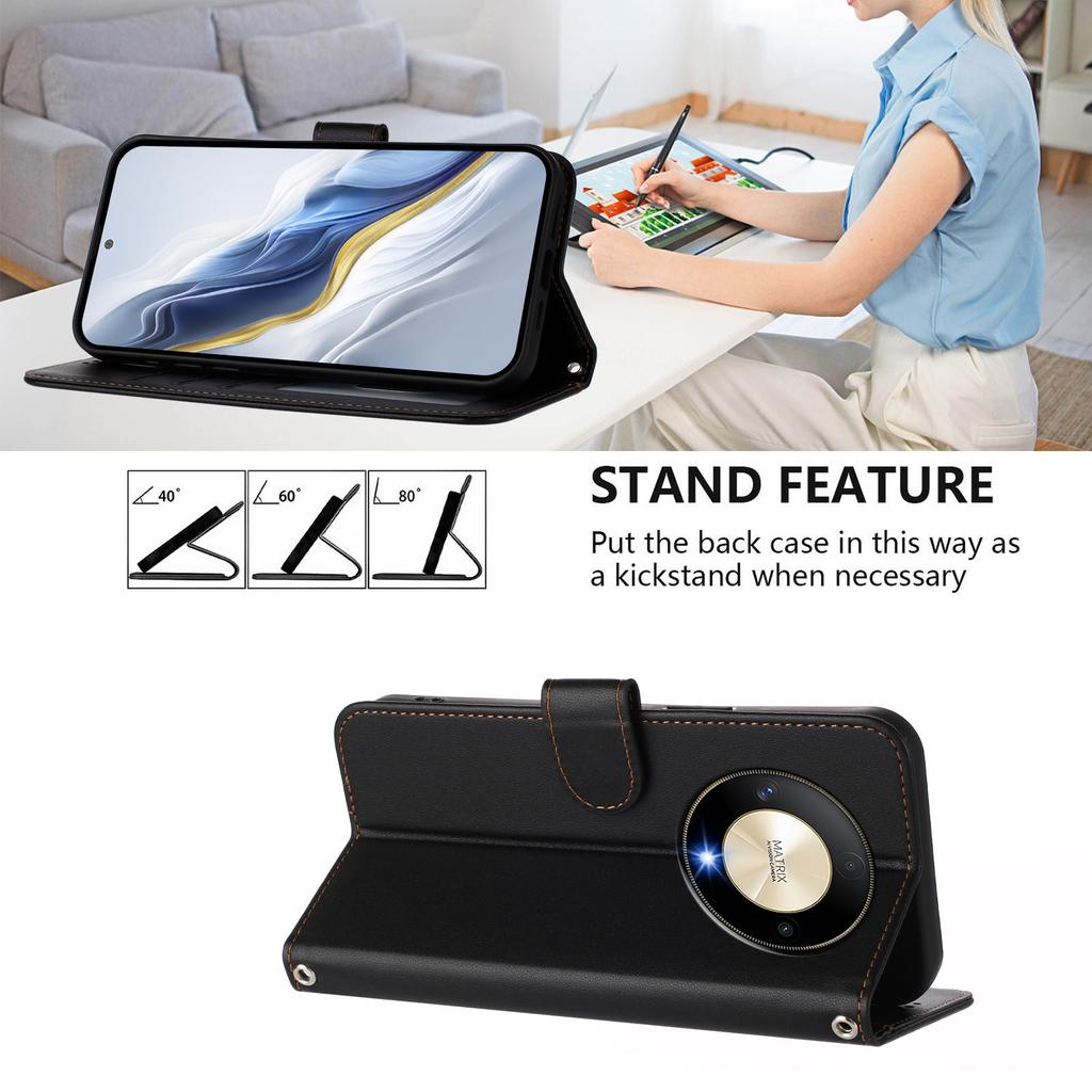 For Honor Magic6 Lite 5G/Honor X9b 5G Leather Case Wallet Stand Phone Cover with Wrist Strap