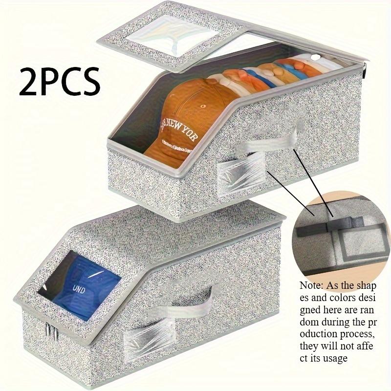 

Large-Capacity Hat Storage Box with Zipper - Dustproof Stackable Organizer for Baseball Caps