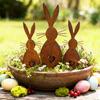 3 Stück Metall-Gartenstecker Ostern, Rostige 2D-Flachbodenstecker, Einfach einzustecken, Feiertagsdekoration für Hof & Blumenbeet, Gartendekorationen