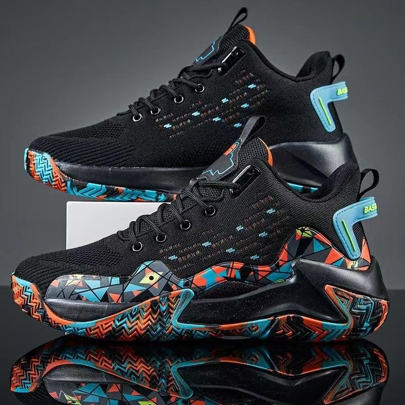 Platform Basketball Shoes Men's New Fly-woven Mesh Breathable Sports Shoes Outdoor Casual Running Shoes