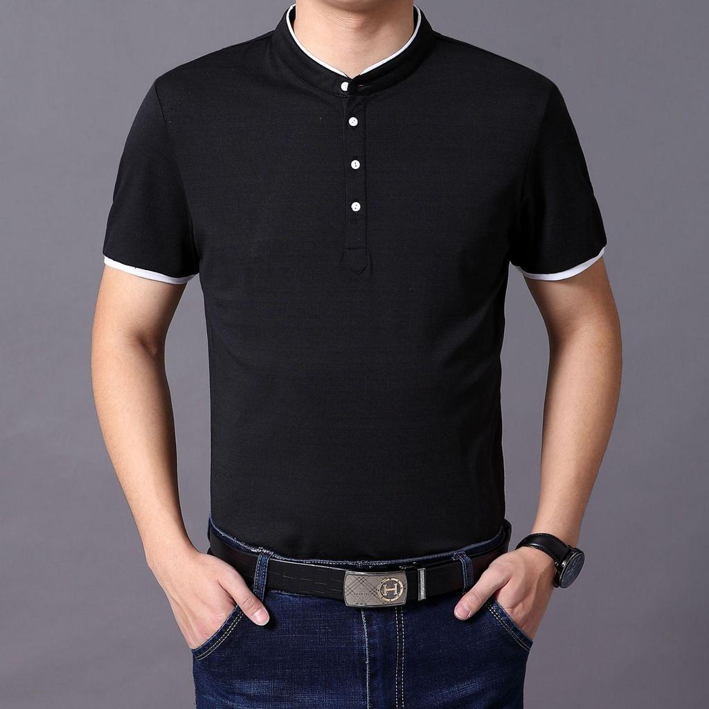 Men's Round Neck Cotton Casual T-Shirt - Solid Color Summer 2025