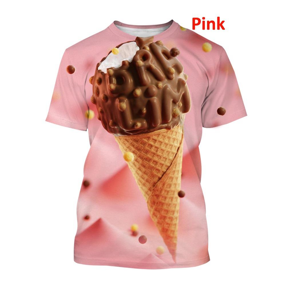 Colorful Ice Cream 3D Printed Top Casual Short Sleeve T-shirt for Adults Summer Plus Size Men's T-shirt