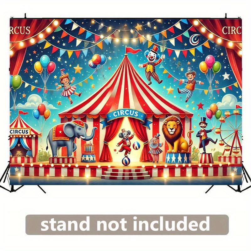One 2D Background Banner, an Exciting Animal Display for Circus Performances, Polyester Fabric Wall Coverings