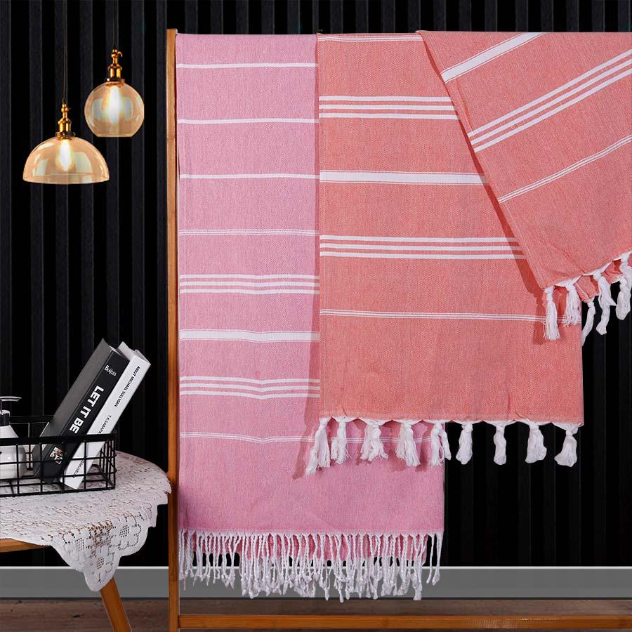 Minimalist Striped Tassel Bath Towel - Soft, Absorbent, Thick, and Large for Couples