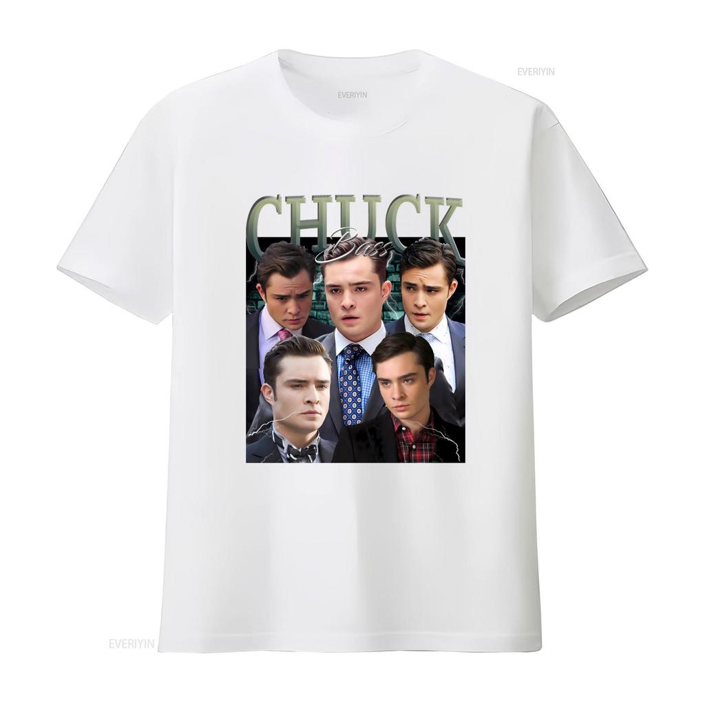 T-shirt Retro Bootleg Chuck Bass per Donna e Uomo vintage Lavata moda Top Unisex Per l'Uso Quotidiano Traspirante Versatile