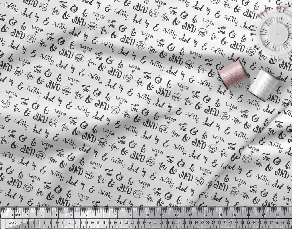 Soimoi Black Japan Crepe Satin Fabric To The End Text Printed Craft Fabric by the Metre 42 Inch