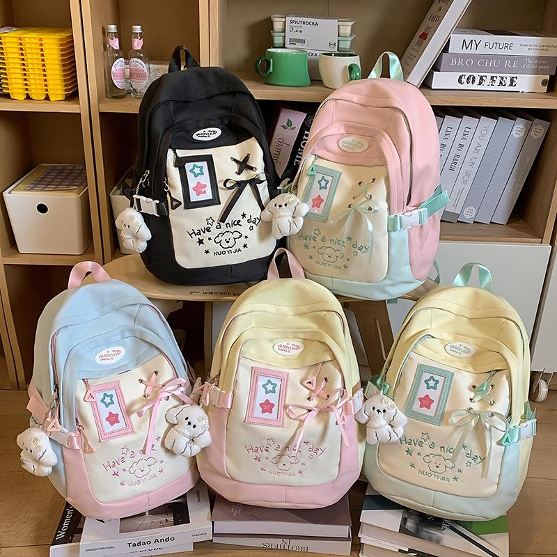 Korean Version Ins Schoolbag Female College Student Cute Large-capacity Computer Backpack Fashionable Color Matching Junior High School Backpack
