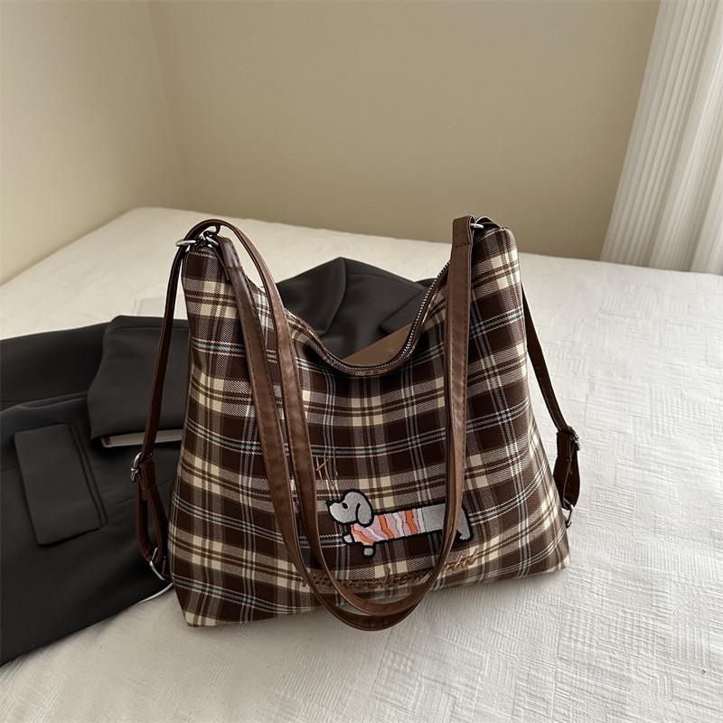 Stylish And Trendy Large Capacity Tote Backpack For Women In Chic Plaid Designs