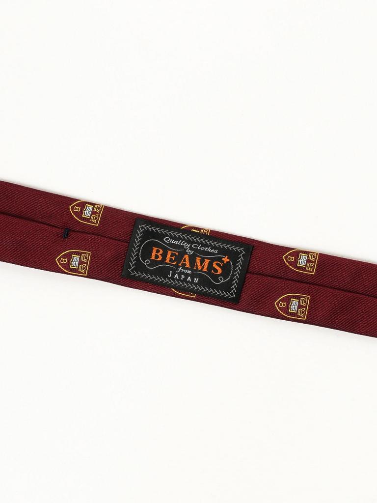 [BEAMS PLUS] Silk Crest Embroidery Tie for Men, BURGUANDY, FREE 38440007107