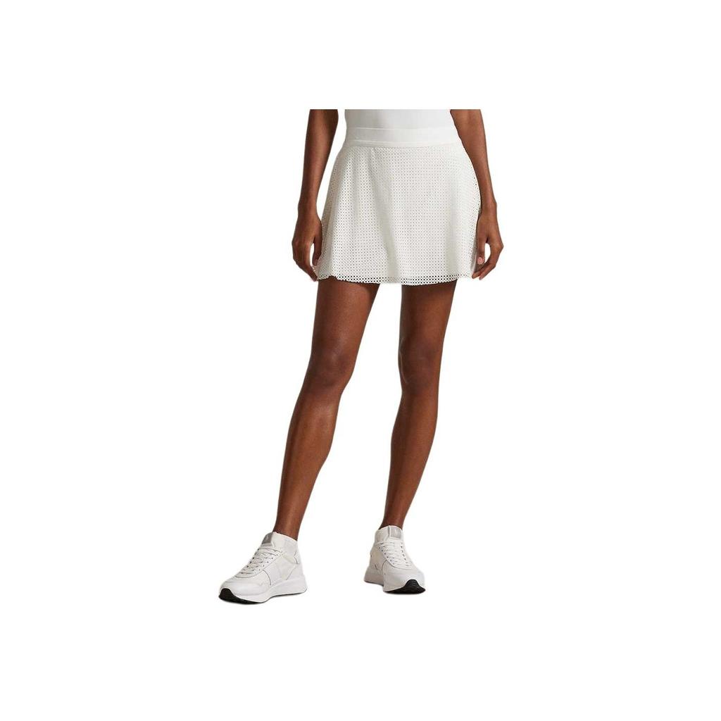Polo Ralph Lauren SS25 Solid Color Mesh A-Line Casual Skirt Women Skirts Ceramic-White WMXGSKTNDR20014-100