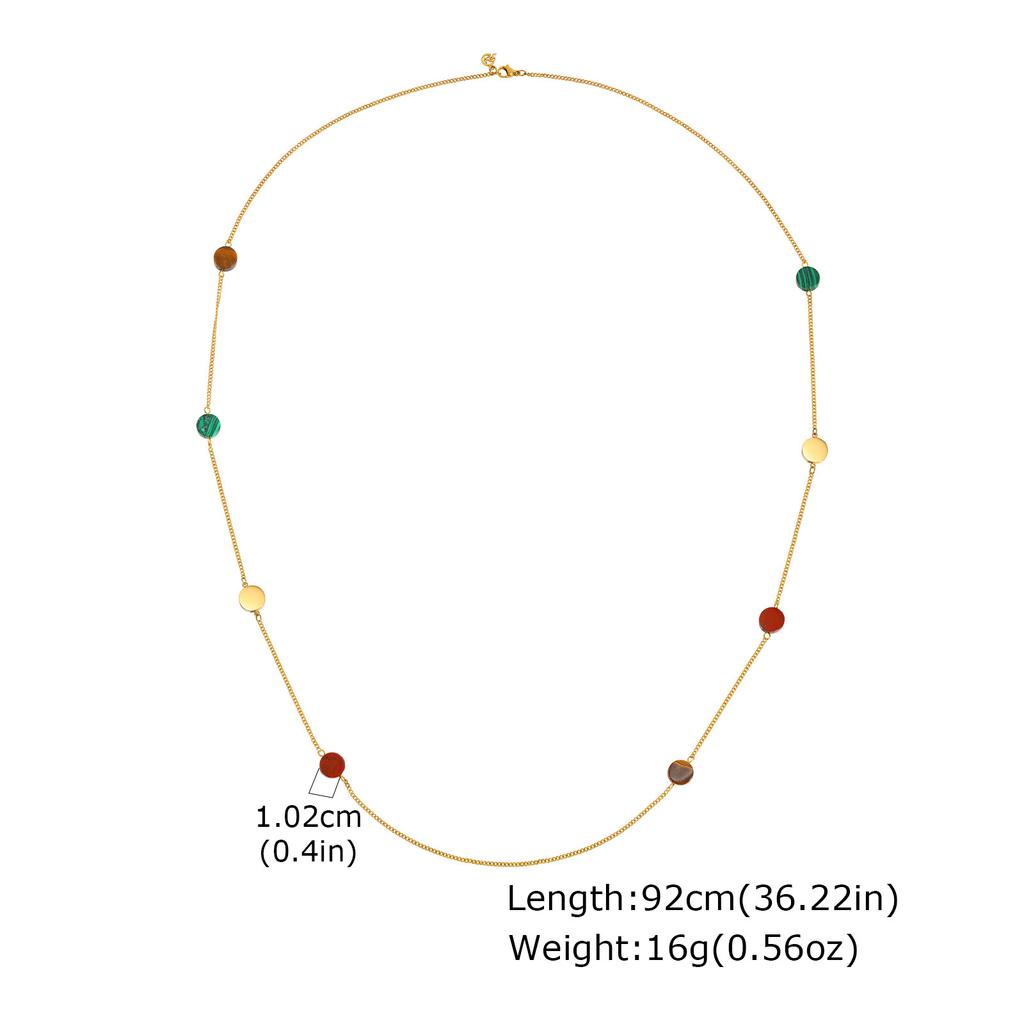 Colored Natural Stone Stainless Steel Necklace Sweater Chain, Wind Dopamine Jewelry Female Nc-2496