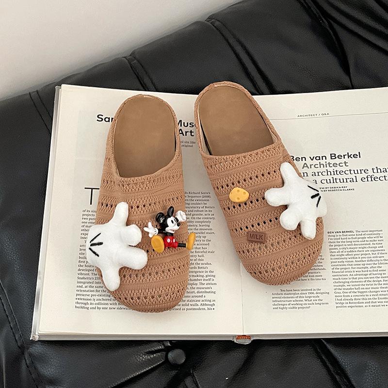 Sandali bassi casual retrò carini anime cartone animato Mickey Baotou drag moda estiva versatili da indossare pantofole fresche