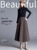 Chic High-Waisted Plaid A-Line Skirt - 2025 Autumn/Winter, Long Length, Women's Cozy Fashion