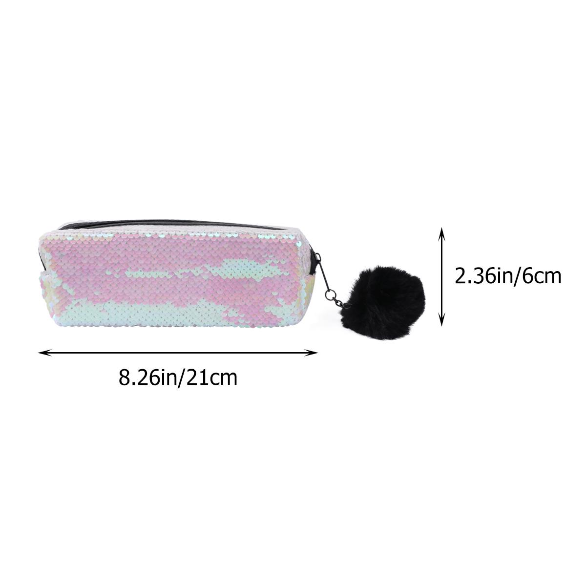1pc Sequined Pencil Bag Mermaid Style Glitter Zipper For Stationery Storage Pouch Organizer Multifunction Student белый
