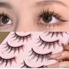 False eyelashes upper lashes 5 pairs natural black soft core ultra-lightweight handmade reusable light makeup everyday makeup.