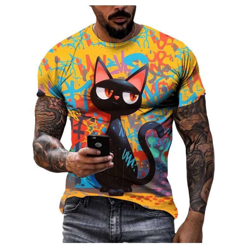 Cute Cat Cartoon Pattern Unisex T Shirt Summer Fashion 3D Printed