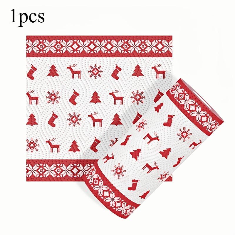 

1 шт. Рождественская печать 3-слойная кухонная бумага Маслопоглощающая Впитывающая Целлюлоза Декор для вечеринки Праздничное полотенце Кухонные принадлежности