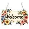 Retro Style Round Doorplate Cat Print Hanging Wooden Board New 2D Round Welcome Sign  Home Decor