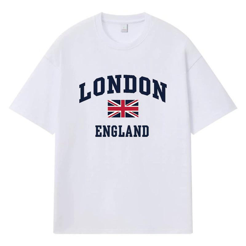 London England Bedrucktes Grafik-T-Shirt Y2k Harajuku Streetwear 100% Baumwolle Lässiges Übergroßes Sommer-Herren-T-Shirt