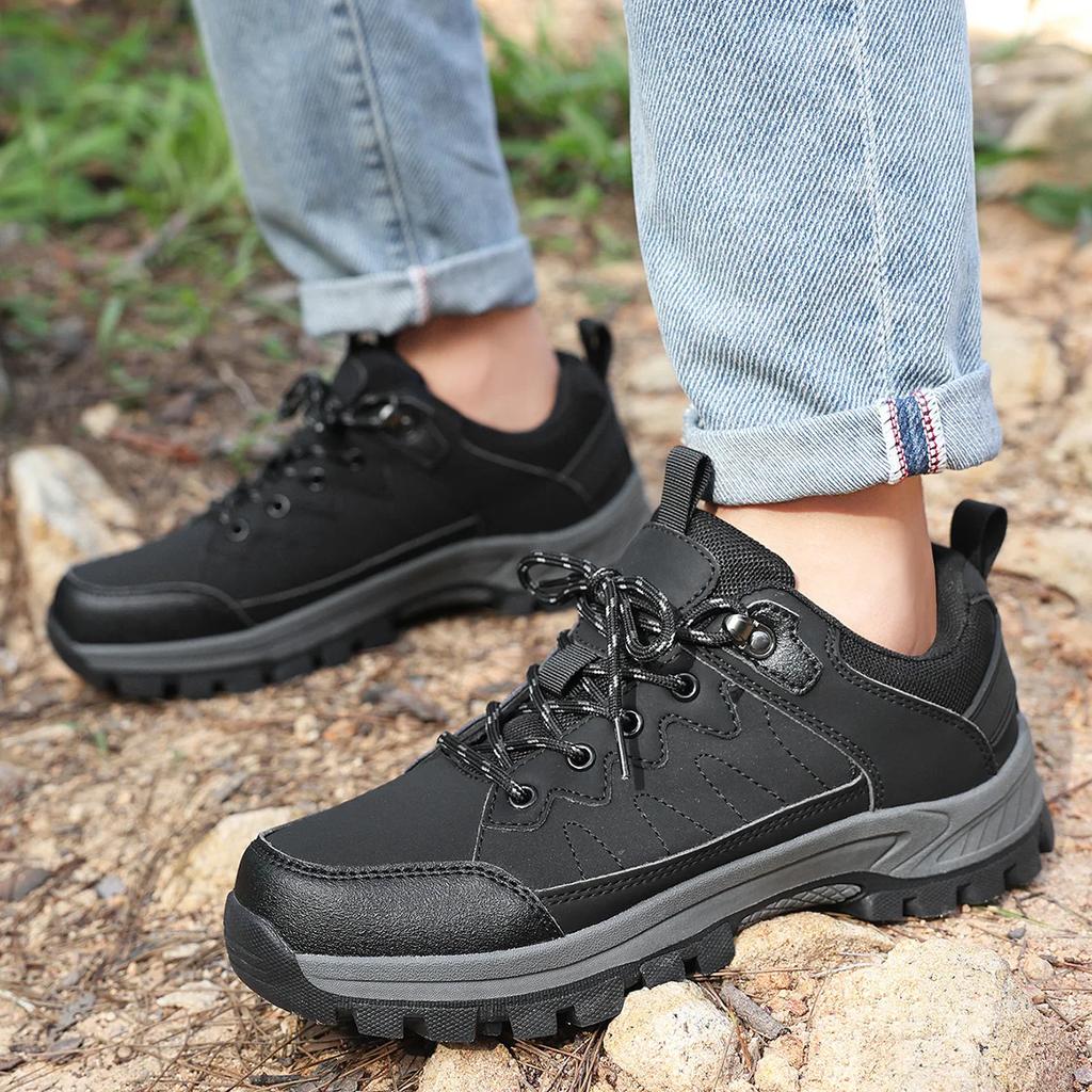Men's Fashion Hiking Boots Comfortable Durable with Non-Slip TPR Sole Lace-Up Artificial Leather Pattern for Outdoor Adventures