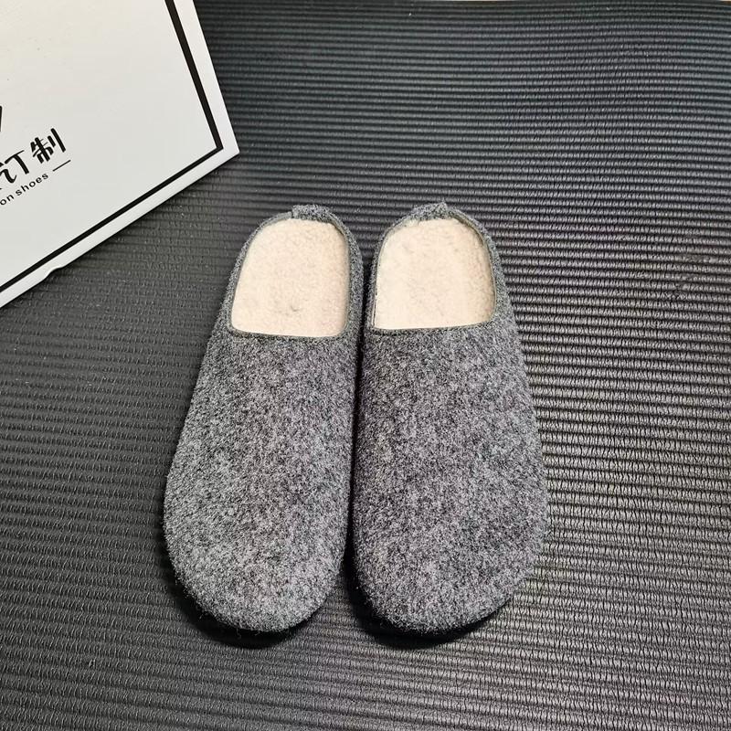 Fashion Women's Baotou Slippers Winter New Round Head Deep Mouth Suede Soft Sole Anti-slip Wear-resistant Flat Shoes