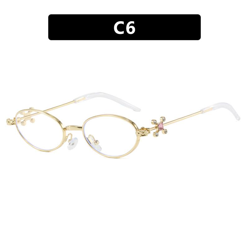 JYL Small Oval Sunglasses UV400 Women Rhinestone Steampunk Anti-Blue / 3642