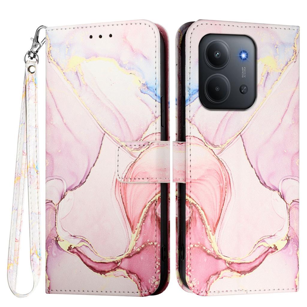 Per Xiaomi Redmi 15C 4G (171mm) Custodia con Cinturino Motivo Marmo Copertura in Pelle per Telefono Porta Carte