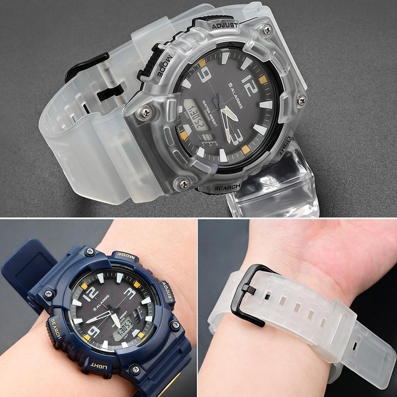 Para Casio AQ-S810 AQ-S810W AQS810WC WC-5208 Correa + Caja Reloj Deportivo Resistente al Agua Juego de Correa y Bisel Pulsera de Goma Resina Caja