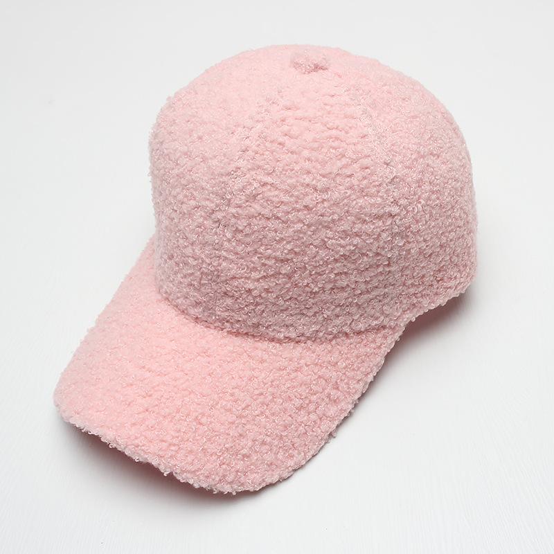 Lammwollmütze Damen Herbst und Winter Einfach Vielseitig Leichte Kappe Baseballkappe Herren Warm Plüsch Student Einfarbig Mütze Trend