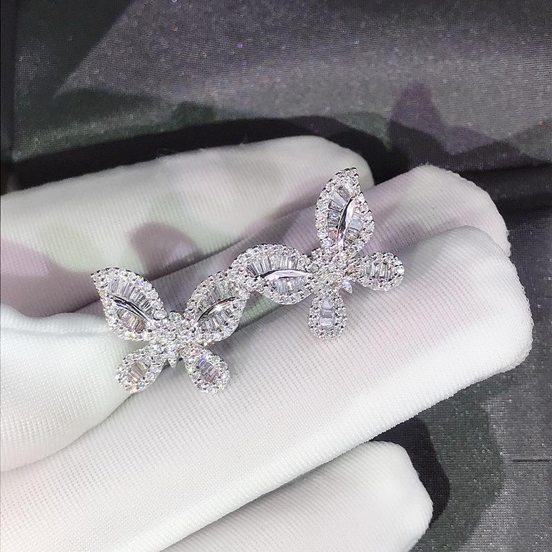 Fashion Butterfly Stud Earrings Diamond Temperament Earrings Female Internet Celebrity Earrings