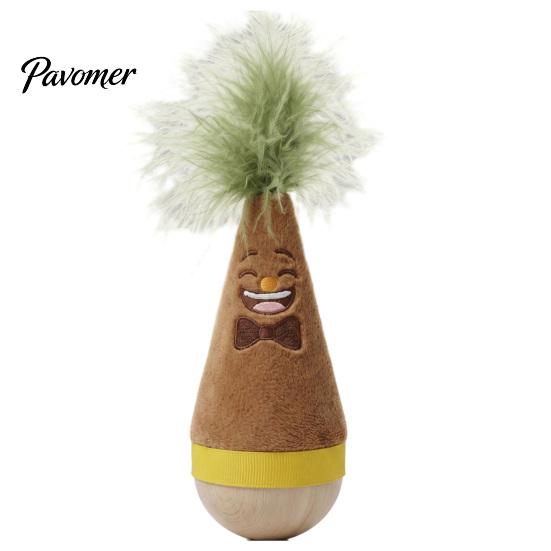 Interactive Exercise Toy for Kittens Wooden Wobble Cat Toy, Self-Righting Tumbler with Feather Indoor Cats, Plush Stable Pets Punching Bag Solid Wood