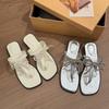 Flip Flops French Beautiful Toe-in Roman Sandals 2026 New Pearl Slippers Women's Summer Wear