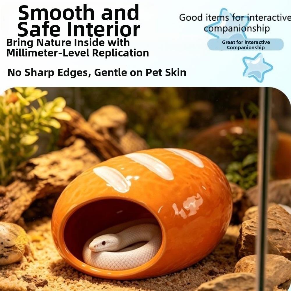 Anti-slip Bread Shaped Reptile Hideout Cooling Fish Spawning Cave Pet Habitat Cave Reptile Cage