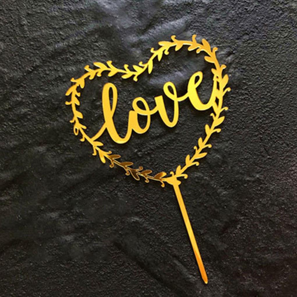 Gold Acrylic Heart Collection Cake Topper Dessert Decoration Birthday Party Cupcake