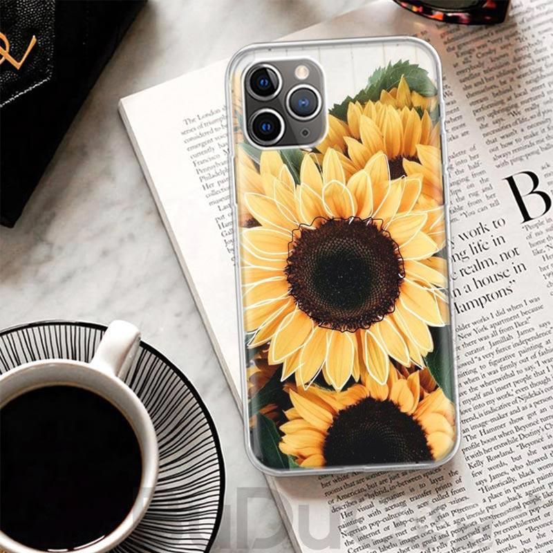 Beauty Yellow Sunflower Print Cover For iPhone 16 15 14 13 12 11 Pro Max Apple Phone Case X XS 7 Plus 8 + Art Customized Print S