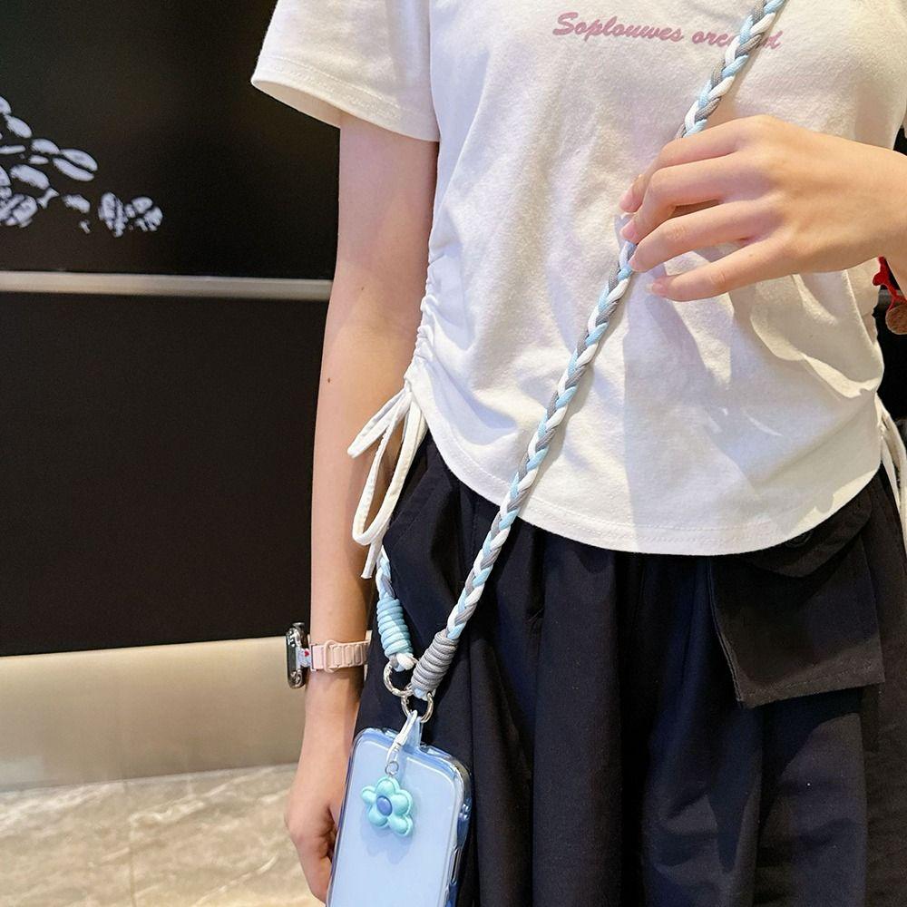 Universal Fit Anti-Lost Phone Crossbody Lanyard Hand-Woven Colorful Phone Case Hanging Rope Dopamine Style Phone Chain Pendant