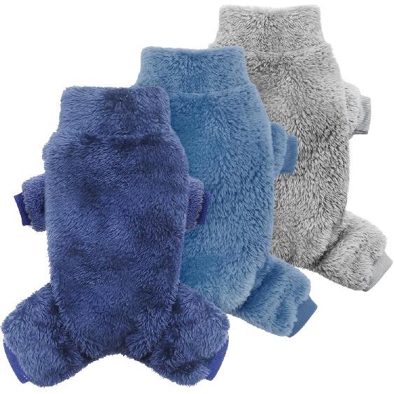 Idepet Velvet Dog Pajamas, Turtleneck Dog Sweater Fuzzy Plush Onesie Soft Cat Apparel Pet Clothes Winter Outfit Doggy Pjs Puppy Jumpsuit for Small