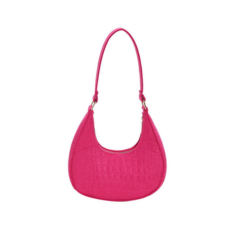 Solid color temperament bag women's new trendy stone pattern underarm bag fashionable hand shoulder bag