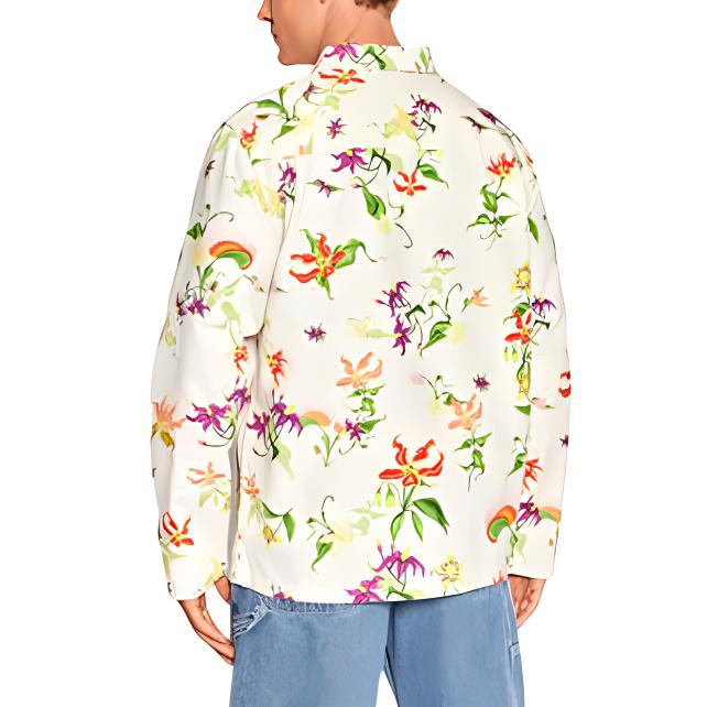 Vans Floral Print Single Button Collar Long Sleeve Jacket Men Jacket Multicolor VN0A3WF1YK1