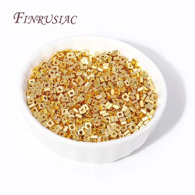 18K Gold Plated Brass Metal 3mm Flat Square Spacer Beads For Bracelet Necklace DIY Supplies,Spacer Separator Beads Wholesale