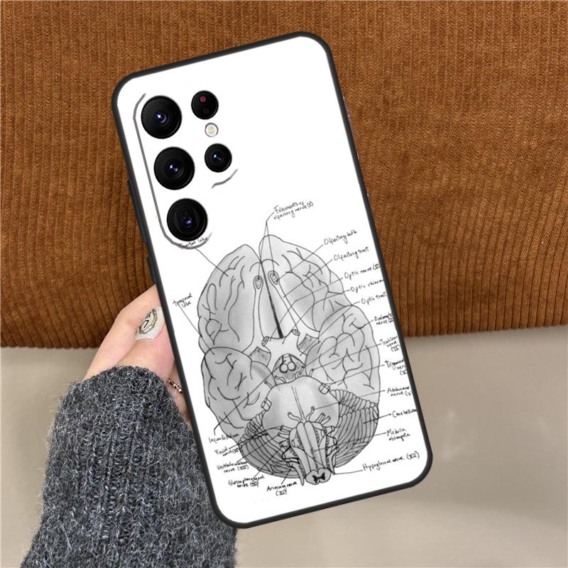 Vintage Anatomical Heart Brain Phone Case For Samsung Galaxy S25 Ultra S9 S10 Plus S20 FE S21 S22 S23 S24 Ultra Back Cover