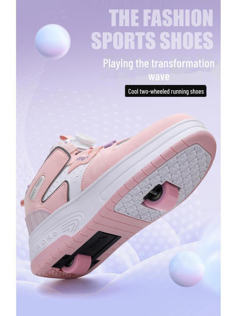 2024 Παιδικά Αθλητικά Παπούτσια Τρεξίματος με Διχτυωτό Διπλό Τροχό - Παπούτσια Πατινάζ με Αθλητική Αγκράφα