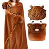 Animal Themed Blanket Wearable Hoodie, Adults Oversized Fleece Sweatshirt Halloween Costume Shawl Sleepwear, Cosplay Plush Hooded Cape Cozy Loungewear