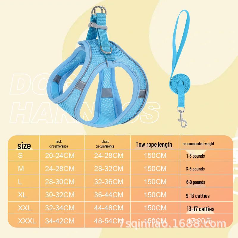 Reflective Vest-Style Pet Harness with Leash - Breathable for Cats & Dogs